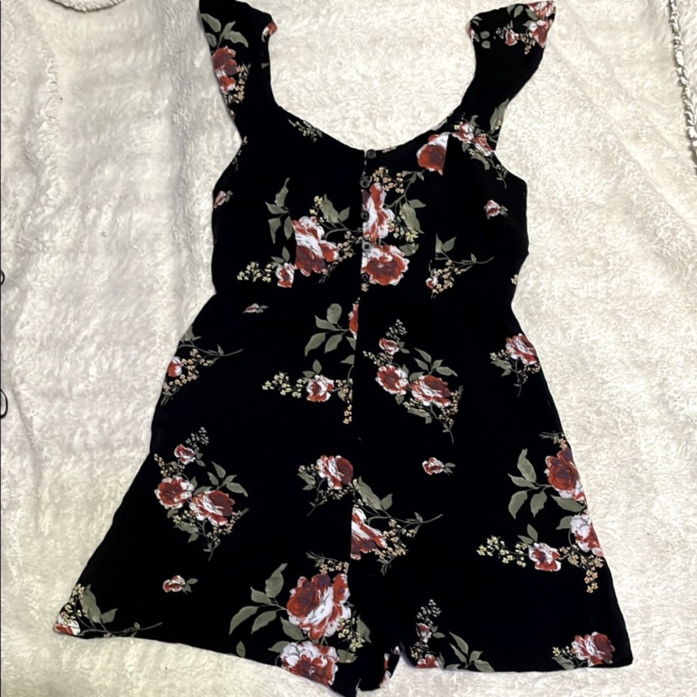 Floral Black Romper
